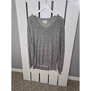 Saturday Sunday Anthro Oversized Heather Grey VNeck Sweater Tunic Lightweight SM